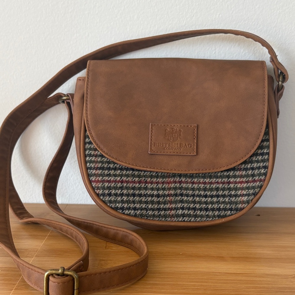British Bag Company Wool Tweed Crossbody Purse